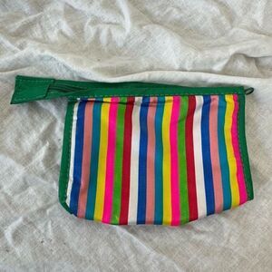 Women's Multicolor Striped Zippered Make-Up Pouch OS